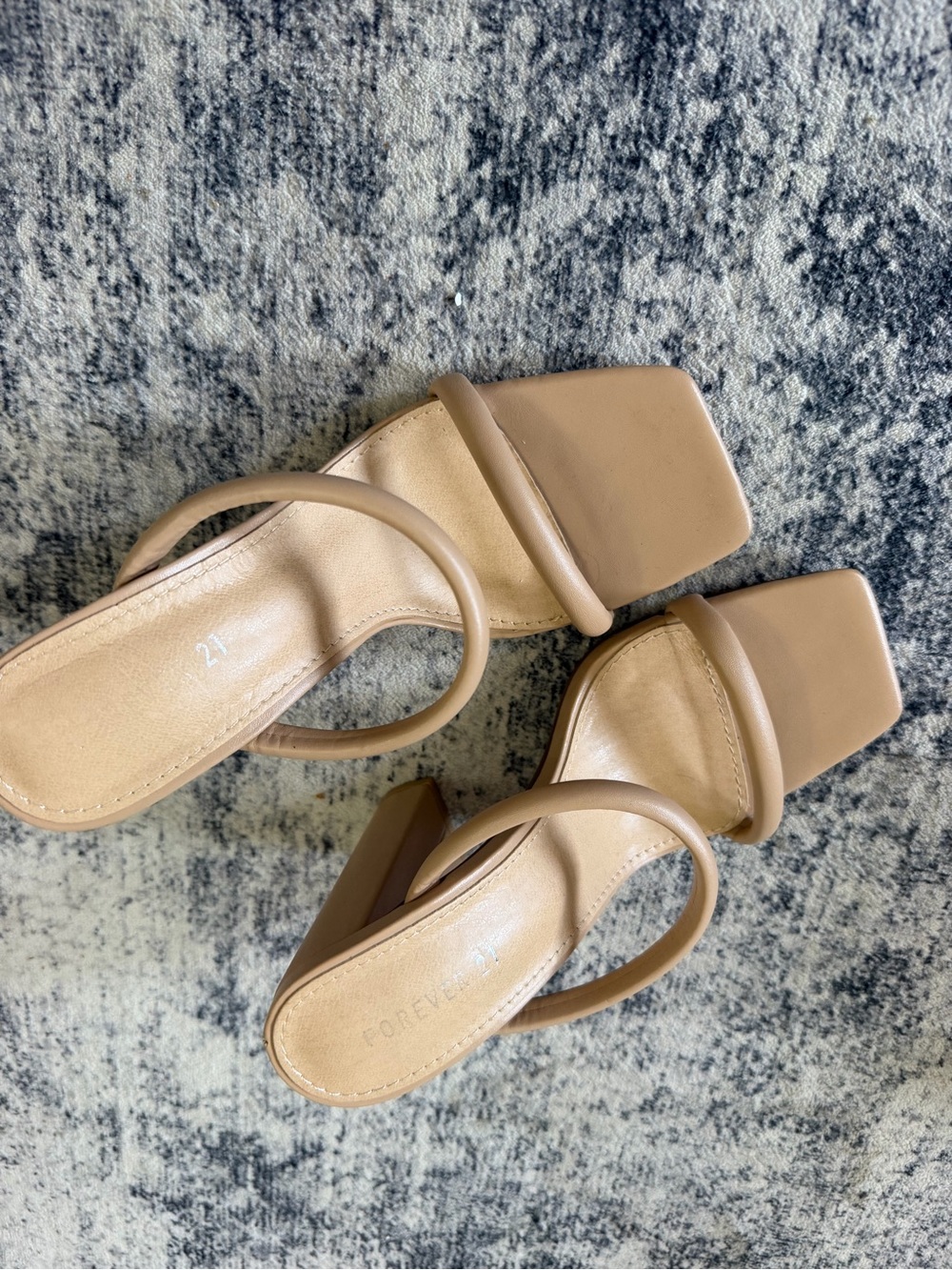 Forever 21 Blush Square-Toe Double-Strap Block Heels - Picture 2 of 3